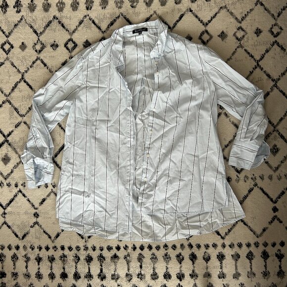 Velvet Heart Blue Striped Button Down Blouse - Picture 1 of 2